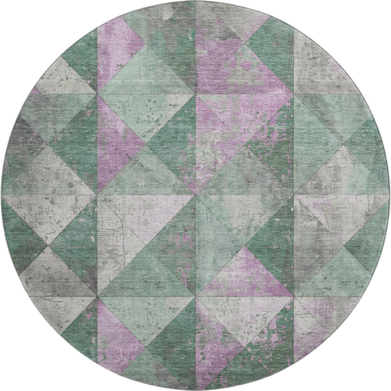 Premium Machine Washable Meidell AMF1721 Geometric Rug, Round 8'