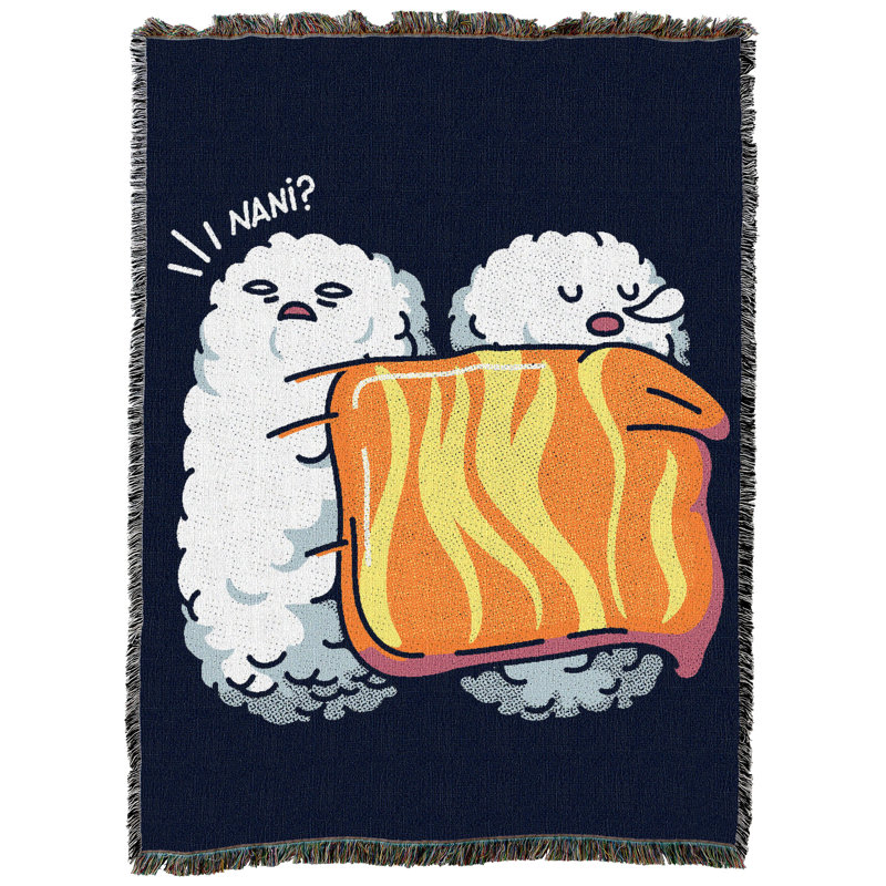 Pure Country Weavers Sleeping Sushi Medium Tapestry Throw Woven from Cotton, 82" L x 62" W