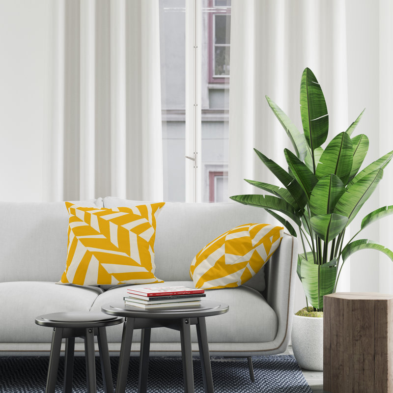Jeté carré en polyester intérieur / extérieur, L 15 po x H 15 po, Jaune