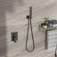 Pomme de douche 12 pouces noir mat avec double fonction - Fixation murale, noir, tuyau-125519115
