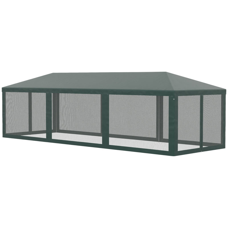 10' X 28' Party Tent Canopy, Outdoor Event Shelter Gazebo With 8 Removable Mesh Sidewalls, Zipper Doors, Steel Frame