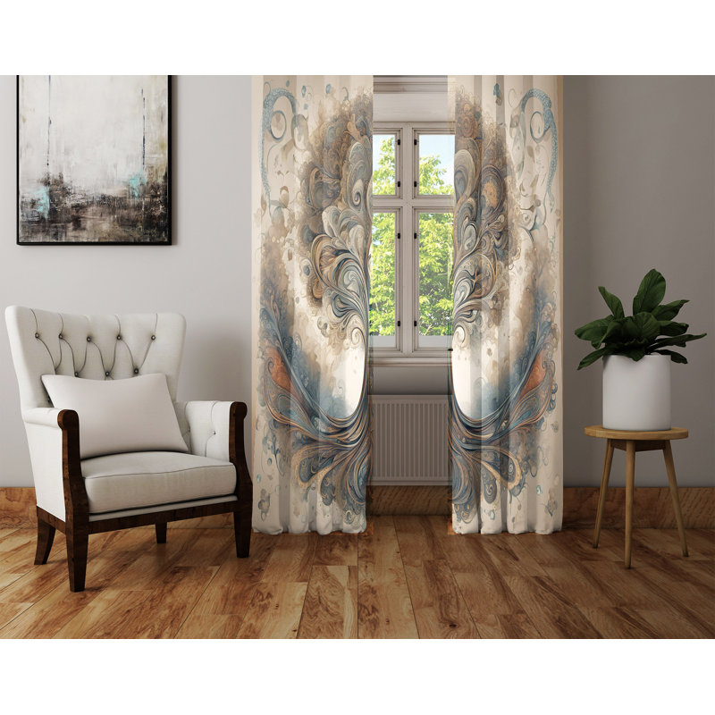 Paire de rideaux semi-transparents en polyester Easthampton, L 40 po x L 61 po