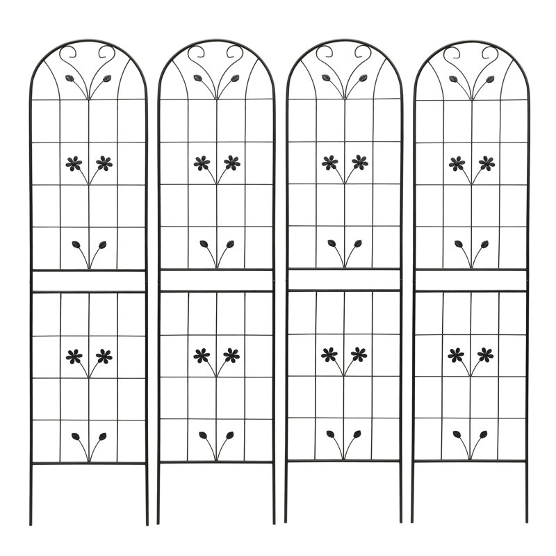 Paquet de 4, plaque de base pour plante d'extérieur en métal antirouille 86,7 po x 19,7 po, noir, procédure d'assemblage simple et construction solide 19,7 po 4, méthode, méthode de fixation