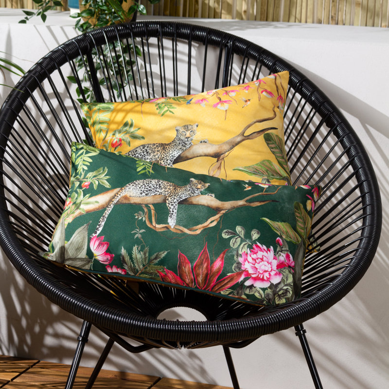 Leopard Indoor / Outdoor Floral Square Throw Pillow Cover