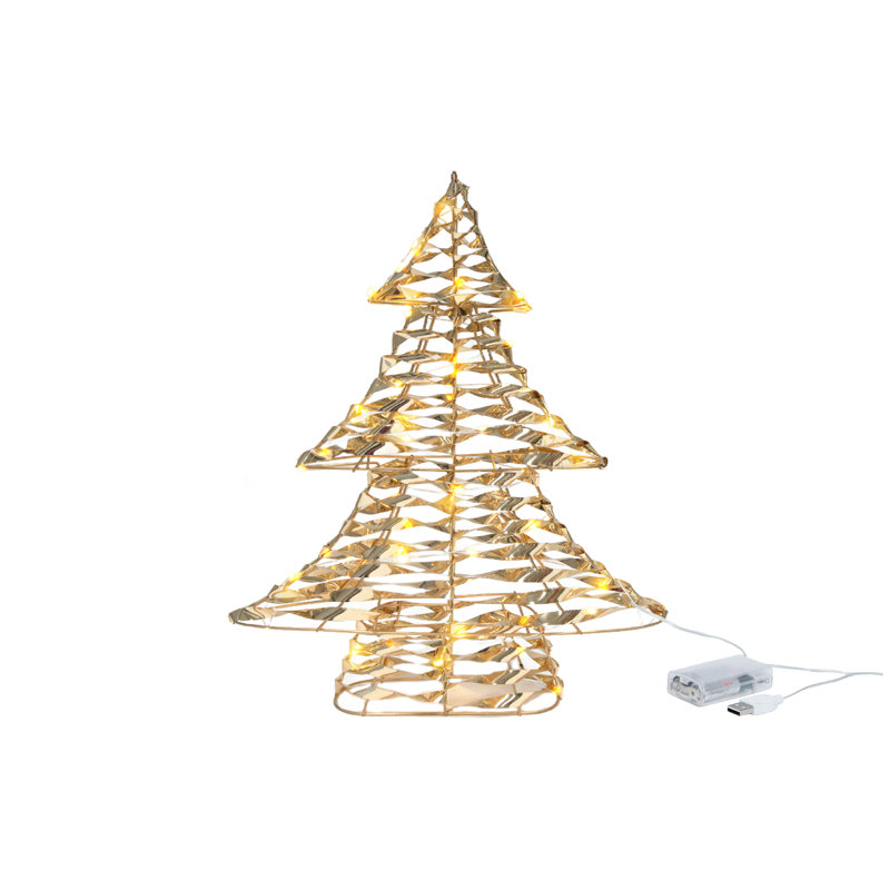 LED Gold Tinsel Christmas Tree With Timer