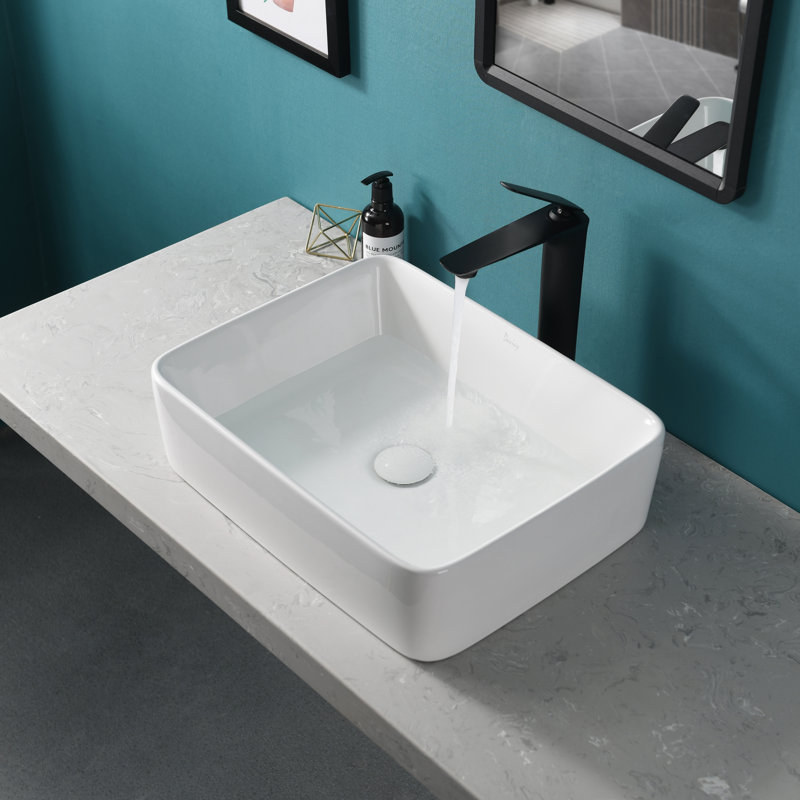 Davivy 14.5'' White Ceramic Rectangular Bathroom Sink