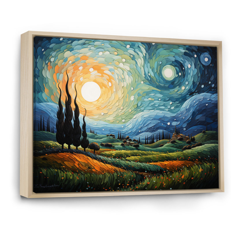 Vangogh the Swaying Cypress II Wall Art, Natural, 34" H x 44" W, Floater Framed Print