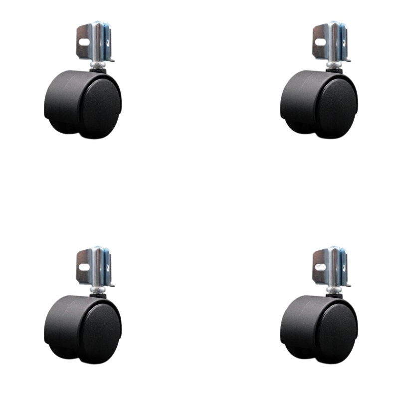 2 Inch Nylon Twin Wheel Casters with Corner Mounting Bracket – Set of 4 – SCC