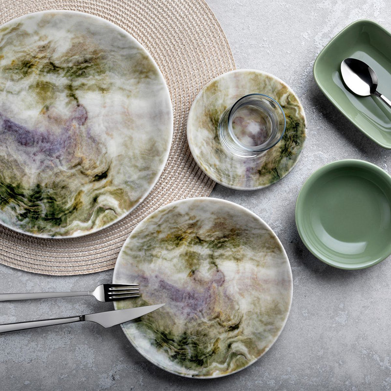 Ensemble de petit déjeuner (25 pièces), Vert, Abstrait