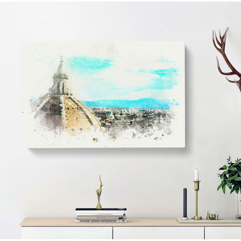 Florence Skyline with Cathedral in Abstract - Wrapped Canvas, 35cm H x 50cm W x 3cm D
