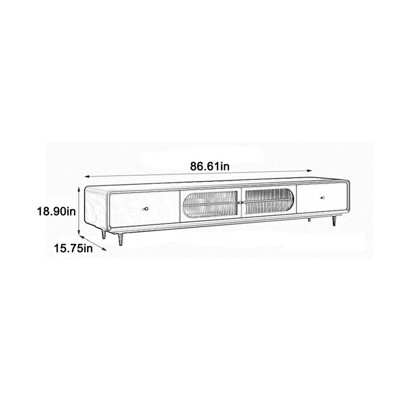 Elegant TV stand with smooth rounded edges, 86.61"