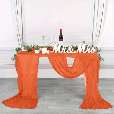 Chemins de table orange en tissu d'étamine et chemins de table Boho