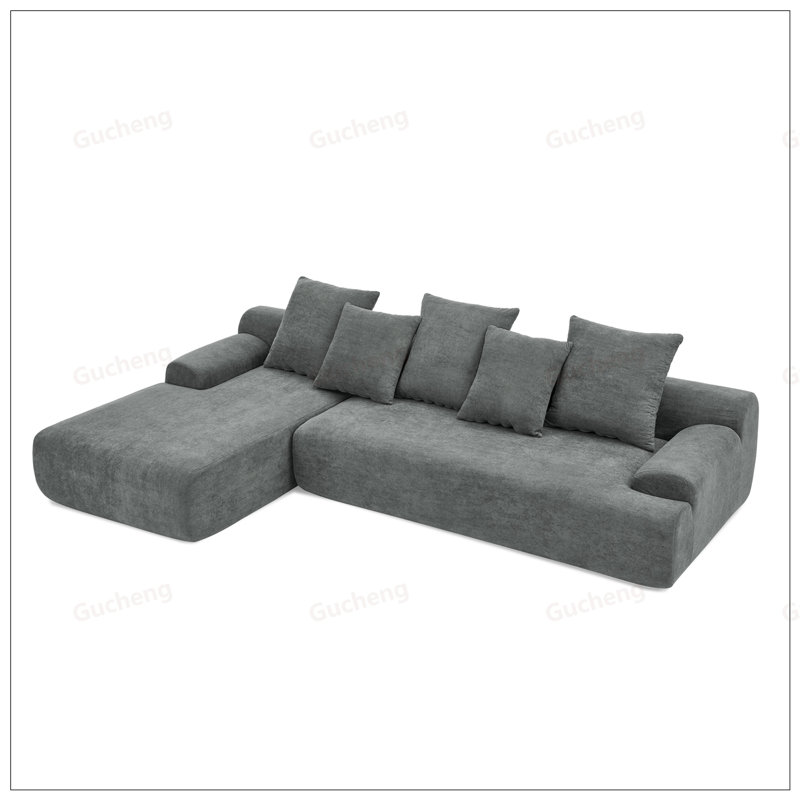 Canapé modulaire rembourré en L moderne, canapé modulaire en velours compressé pour un agencement flexible de salon et de chambre à coucher