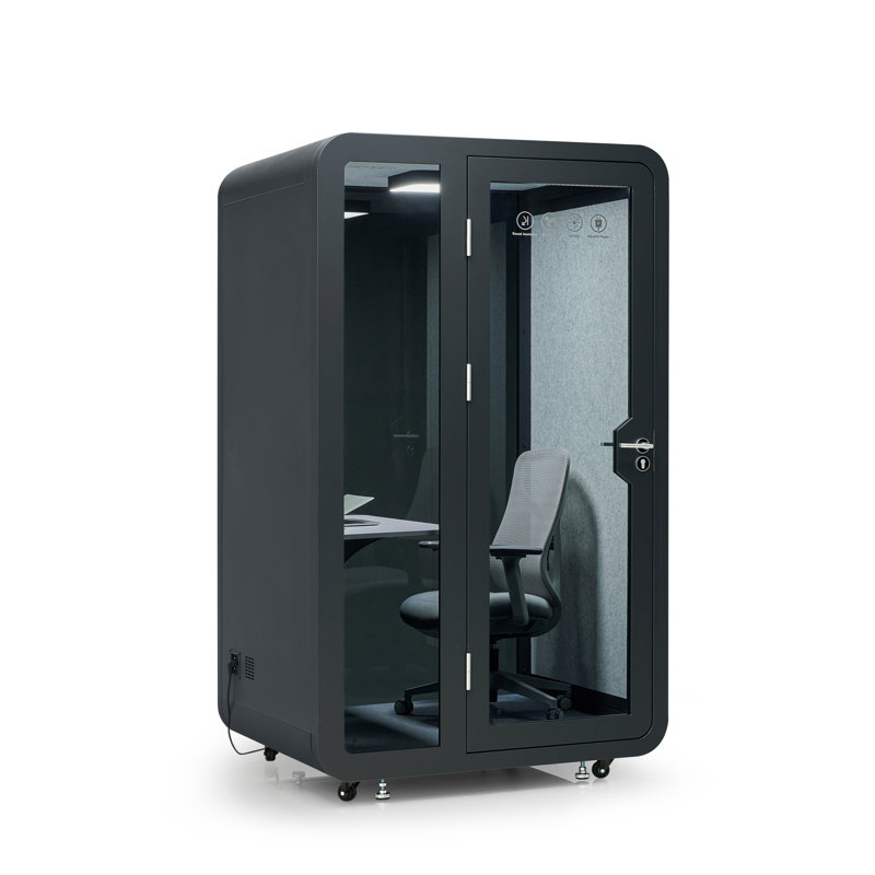 Grande cabine de réunion modulaire noire pour personne
