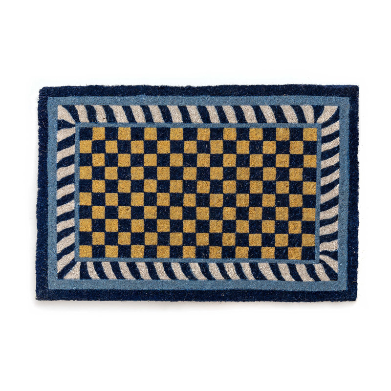 Elegant Floral Coir Rectangular Outdoor Mat with Non-Slip Vinyl Back