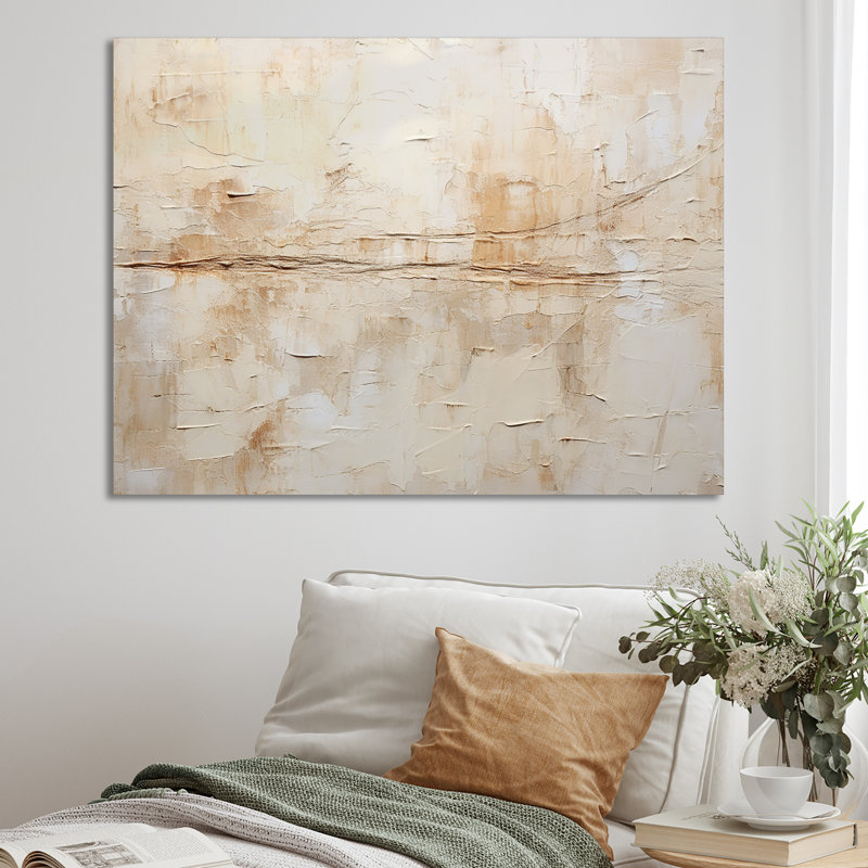 Beige et blanc, minimalisme intemporel - peinture abstraite, art mural, H 30 po x l 40 po x P 1,5 po, Toile tendue