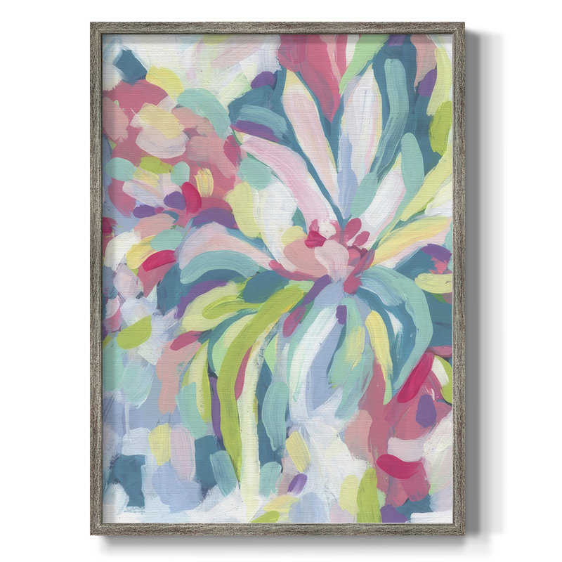 «Tropical Bloom Kaleidoscope II», reproduction encadrée - bois massif, H 15 po x l 12 po
