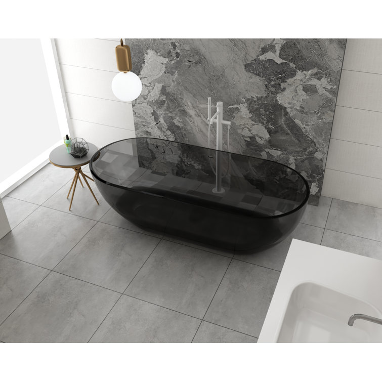 Fslefay 69'' x 30'' Freestanding Soaking Solid Surface Bathtub | Wayfair