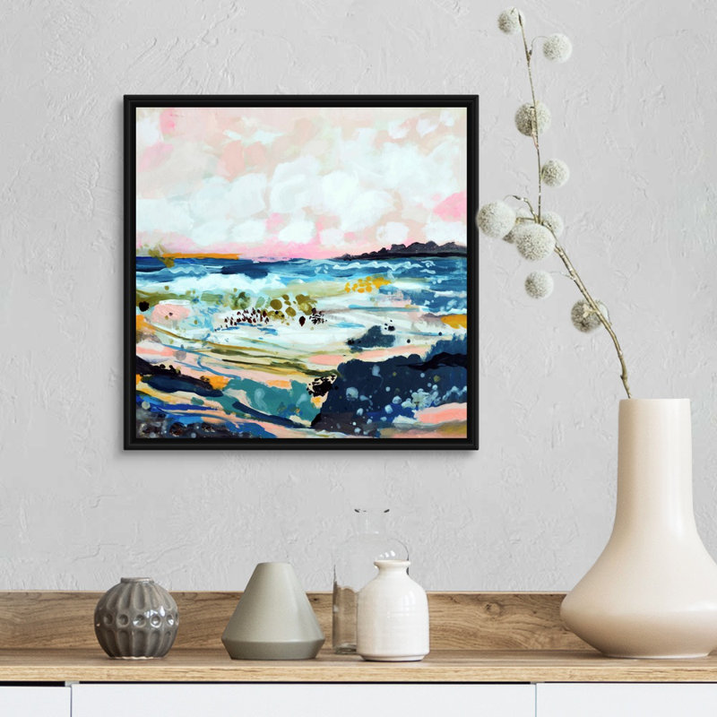 «Surfscape IV» par Karen Fields - reproduction d'art, Toile avec cadre noir, H 18 po x l 18 po x P 1,75 po