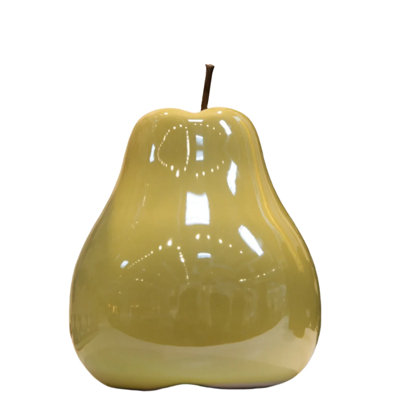 Ceramic Pear Figurine LG Pearlescent Finish Yellow-7.50"H