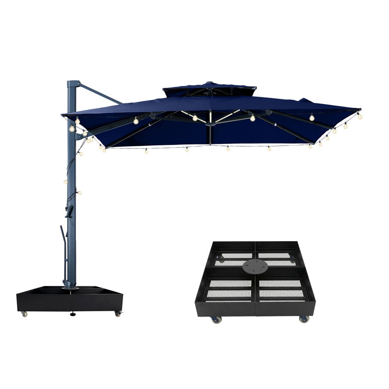 Parasol lumineux en porte-à-faux 10X10ft, L 119 po x P 119 po, Marine