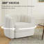Fauteuil d'appoint pivotant de 37 po de largeur, fauteuil demi-tonneau pivotant Boucle, blanc-1870488473
