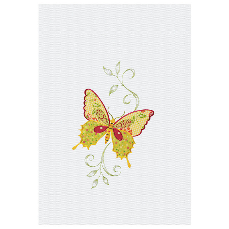 Pink Butterfly Waffle Weave Cotton Kitchen Dishtowel