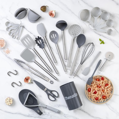 38 Piece All-in-One Kitchen Gadget Set, Silicone Cooking Utensils -  COSFUR, ZH00000010-Gray