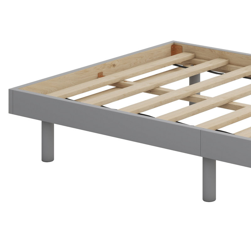 Base de lit plateforme flottante de conception moderne, Gris, Lit simple