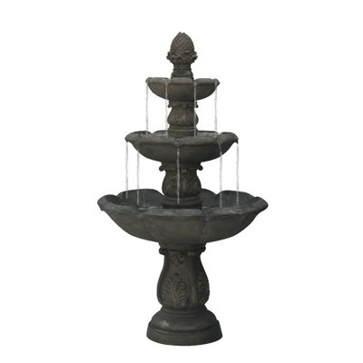 60'' Dark Brown Floral Outdoor Patio Garden Water Fountain