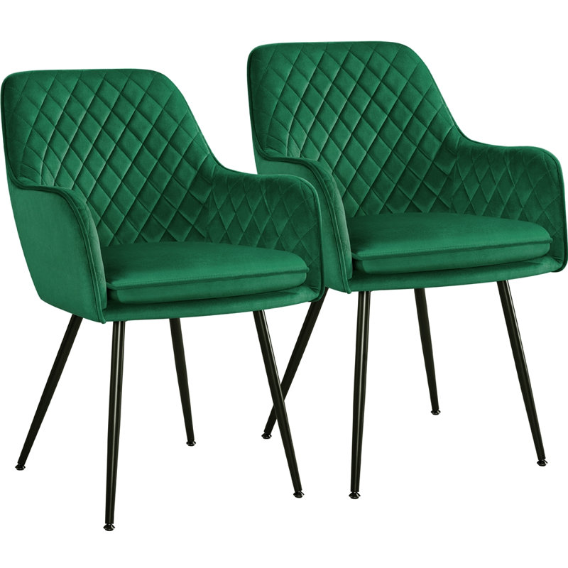 50cm H Tufted Velvet Upholstered Armchairs, Dinning chairs, Green