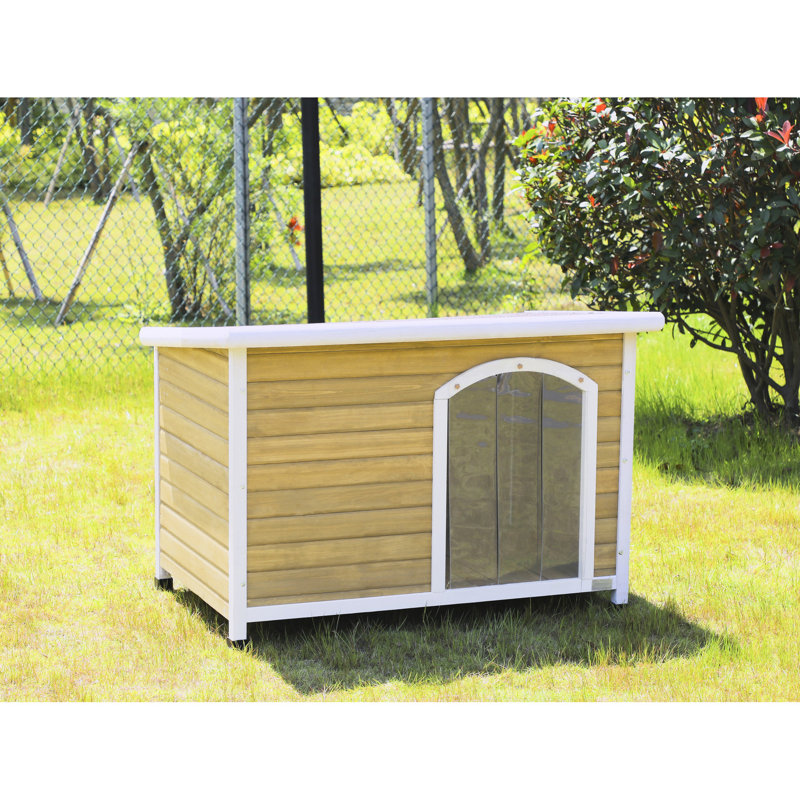 Abri d'extérieur pour chien en bois, convenant aux chiens de grande race et aux chiens météorologiques, fait de bois avec plancher