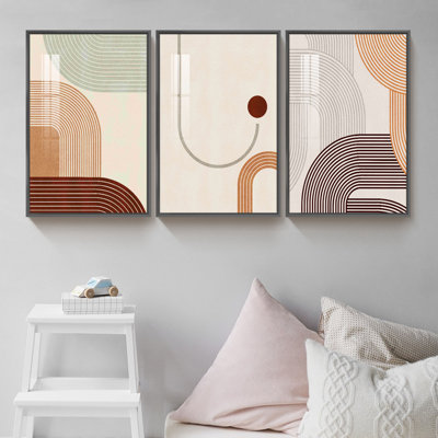 Boho - 3 pièces d'une seule photo encadrée sur toile