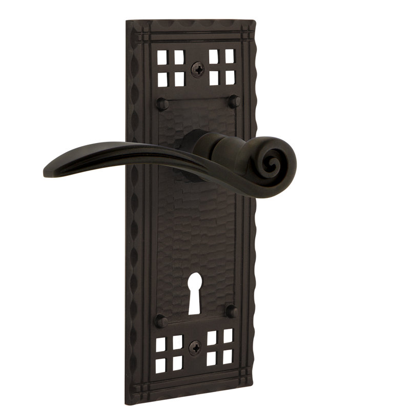 Craftsman Plate Passage (Hall & Closet) with Decorative Keyhole and Swan Lever, Oil-Rubbed Bronze, 2.375"