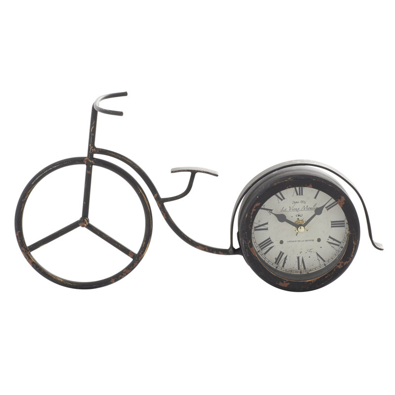Analog Metal Mechanical Tabletop Clock in Black