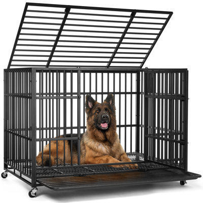 Heavy Duty Indestructible Dog Crate Steel Escape Proof Dog Cage Kennel for Medium Large Dogs
