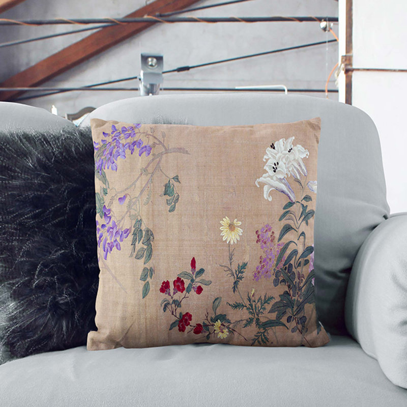 One Hundred Flowers Vol.5 by Yun Shouping Cushion with Filling, 40cm H x 40cm W x 15cm D