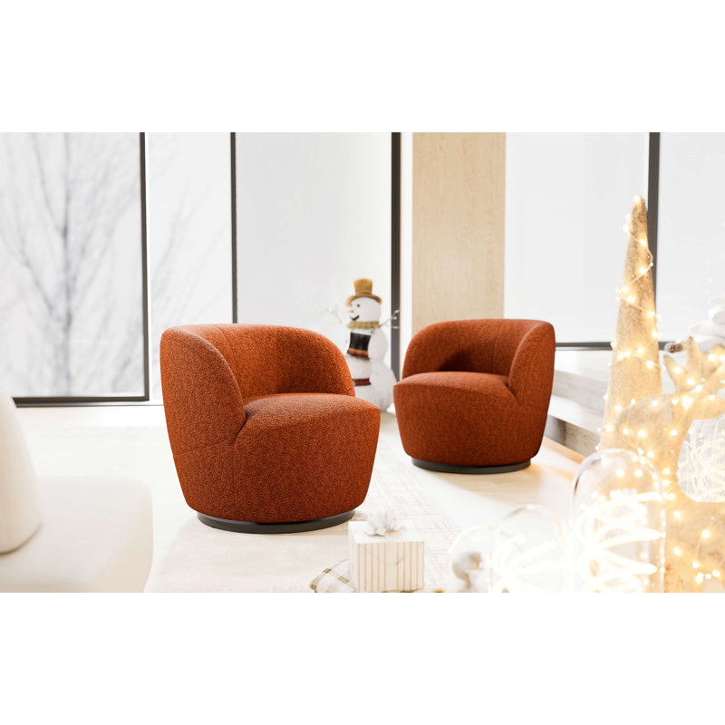 Fauteuil demi-tonneau pivotant Nen Boucle, Orange brûlé