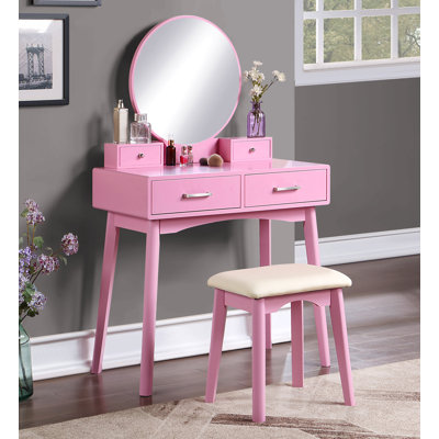 Ensemble de coiffeuse et tabouret contemporain en bois pour chambre à coucher