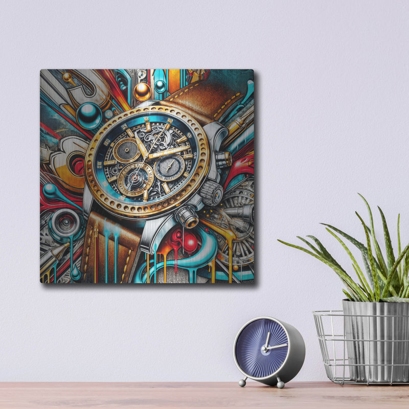 «Abstract Watch» par Rey Klimt, art mural en métal, H 12 po x l 12 po