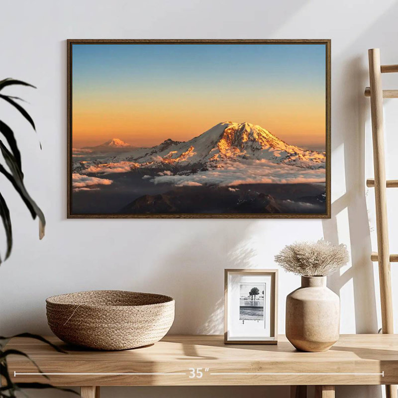 Winter Cascade Range, 25" X 17", Floating Frame Walnut