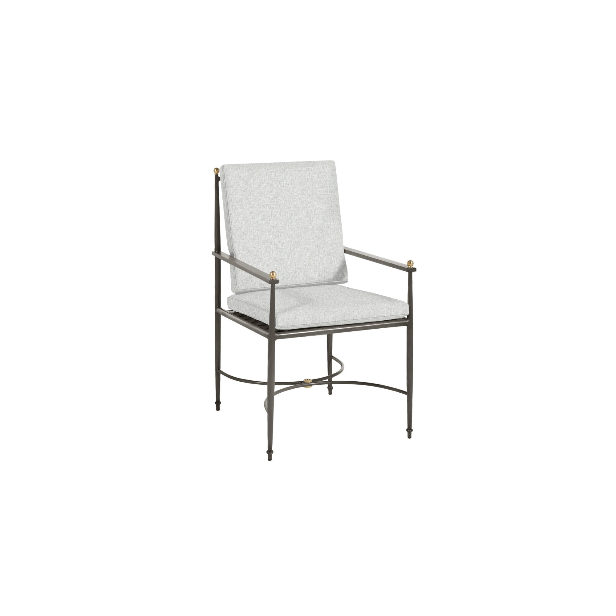 Roma Wrought Aluminum Outdoor Arm Chair, Bali Pearl, Welt