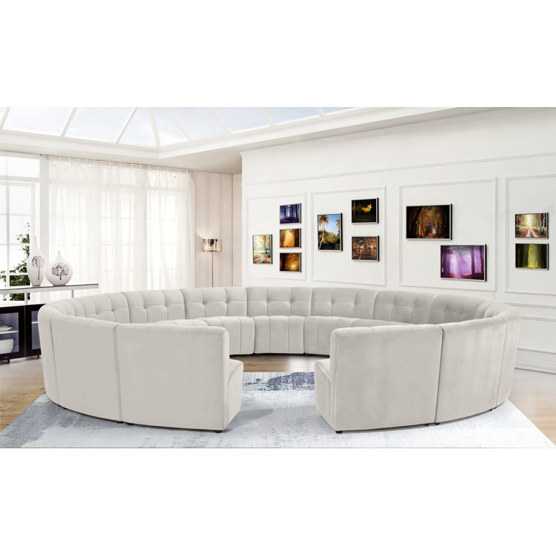 Canapé modulaire de coin symétrique en velours de 173 po de largeur Jedson, Velours crème