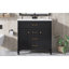 Meuble-lavabo autoportant 36 po avec lavabo 36 po avec cadre en bois massif, cadre en bois massif, tiroir supérieur rabattable, portes à fermeture en douceur, 2 tiroirs de rangement, poignées-2067273181