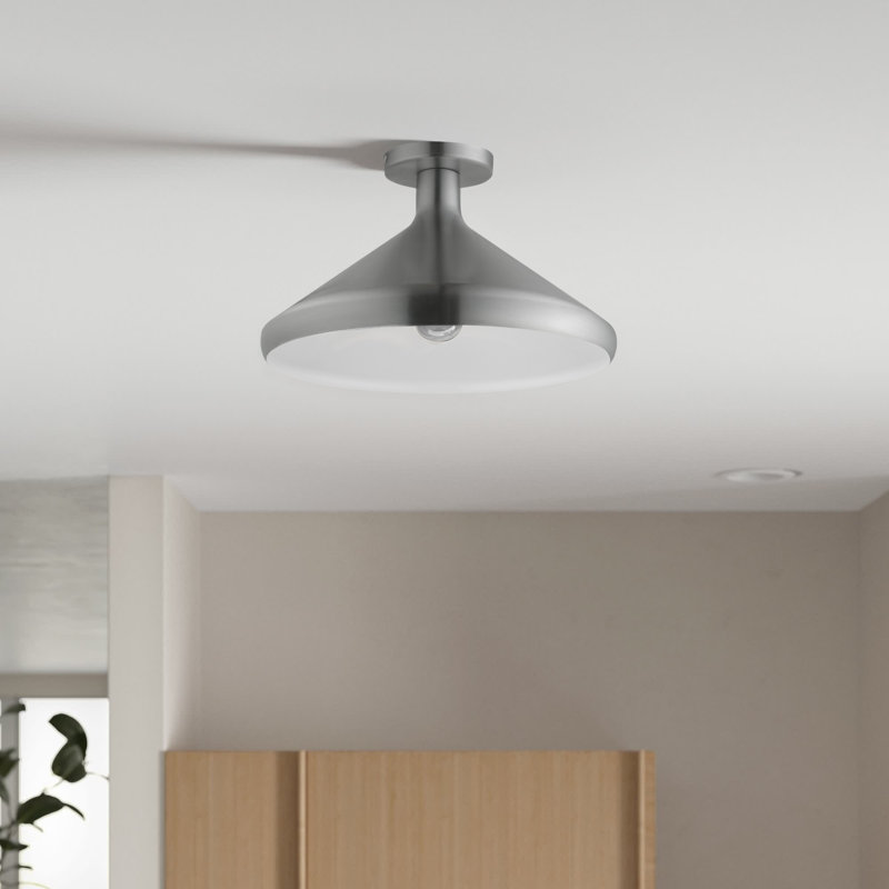 Plafonnier semi-encastré 1 lumière 15,25 po Fieldbrook, Aluminium brossé