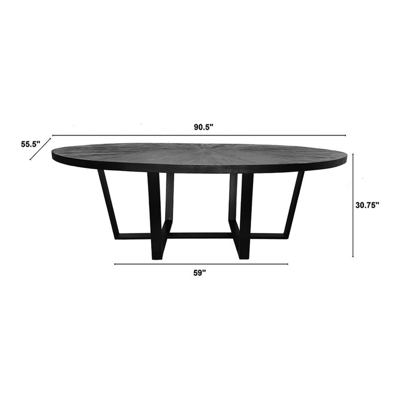Table de salle à manger Eric Acacia, Noir, H 30,75 po x L 90,5 po x l 55,5 po