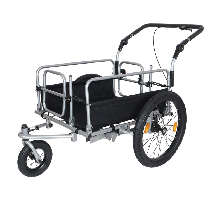 Remorque et poussette 3-en-1 pour vélo utilitaire robuste - Chariot utilitaire à cadre en acier avec pneus de 20 po, capacité de 110 lb