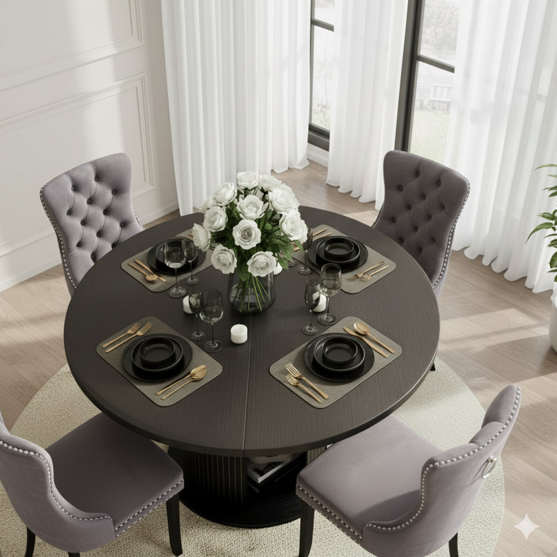 Ensemble de table de salle à manger 48 po 48 po pour 4 à 6 personnes, Gris