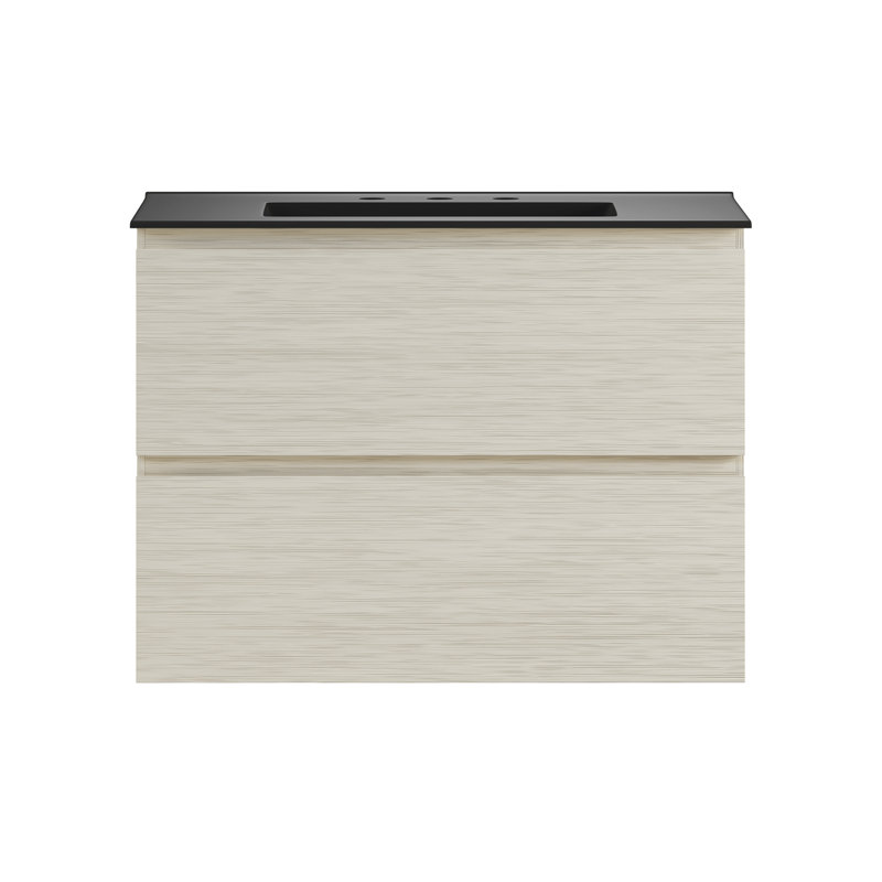 Meuble-lavabo mural 30 po avec dessus de lavabo B3, Chêne blanc