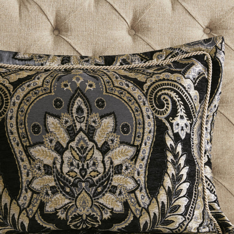 Édredon 2022 amélioré - 4 pièces, édredon en chenille sur le dessus, revers uni, taies décoratives à fermeture à glissière, finition satinée antique, 2 taies décoratives améliorées, face au design exquis